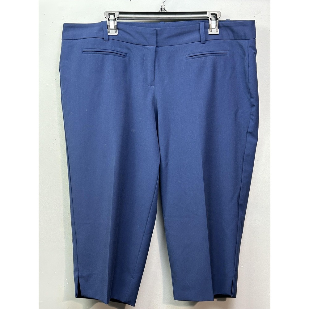 Worthington Pants Womens 16W Blue Modern Fit Cropped Career Stretch Office‎ Work